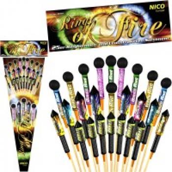 Rings of Fire, 25 Raketen -Zylinder und Kugelraketen-Sortiment
